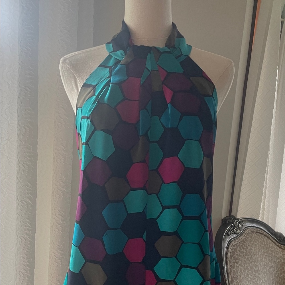 Trina Turk Multicolor Halter Neck Women Top 12 Silk - Picture 2 of 10